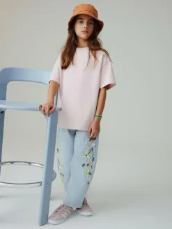 Next Light Blue Floral Embroidered Barrel Jeans (3-16yrs)^ Jeans