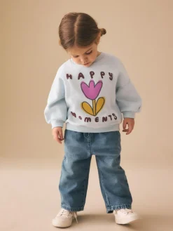 Next Light Blue Happy Moments Crew Neck Sweatshirt (3mths-7yrs)^ Sweatshirts & Hoodies|Nightwear