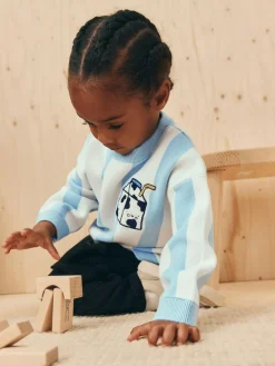 Online Next Light Blue Knitted Crew Neck Jumper (3mths-7yrs)