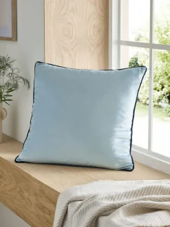 Next Light Blue Matte Velvet Contrast Pipe 50 x 50cm Cushion^ Cushions & Throws