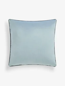Next Light Blue Matte Velvet Contrast Pipe 50 x 50cm Cushion^ Cushions & Throws