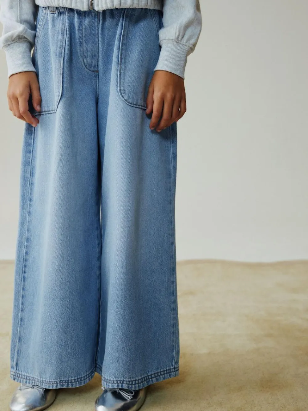 Sale Next Light Blue Pullon Wide Leg Trousers (3-16yrs)