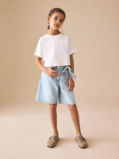 Best Next Regular Length Relaxed Denim Shorts (3-16yrs) Light Blue