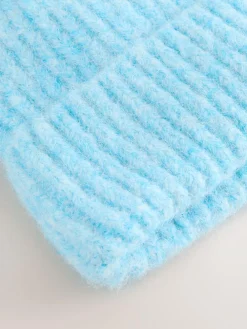 Next Light Blue Ribbed Beanie Containing Wool Hat^Women Hats