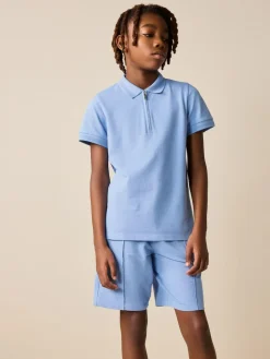 Clearance Next Short Sleeve Polo Shirt and Shorts Set (3-16yrs) Light Blue