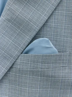 Online Next Light Blue Slim Fit Check Suit Jacket