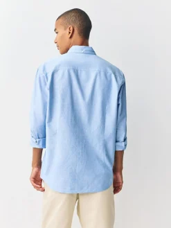 Sale Next Light Blue Slim Fit Long Sleeve Oxford Shirt
