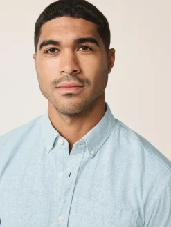 Next Standard Collar Cotton Linen Blend Long Sleeve Shirt^ Shirts