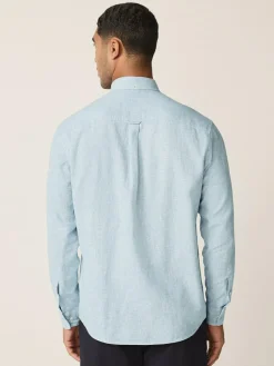 Next Standard Collar Cotton Linen Blend Long Sleeve Shirt^ Shirts