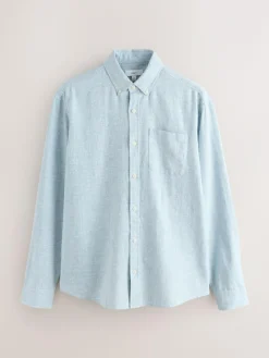 Next Standard Collar Cotton Linen Blend Long Sleeve Shirt^ Shirts