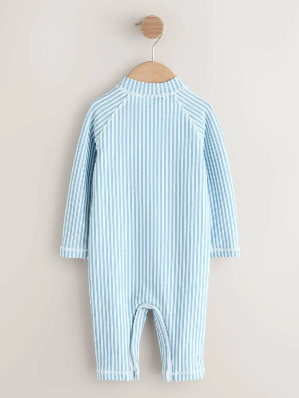 New Next Striped Sunsafe Swimsuit and Hat Set (3mths-7yrs) Light Blue