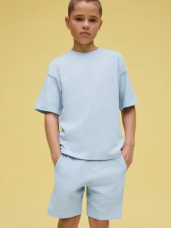Hot Next Textured Short Sleeve T-Shirt and Shorts Set (3-16yrs) Light Blue