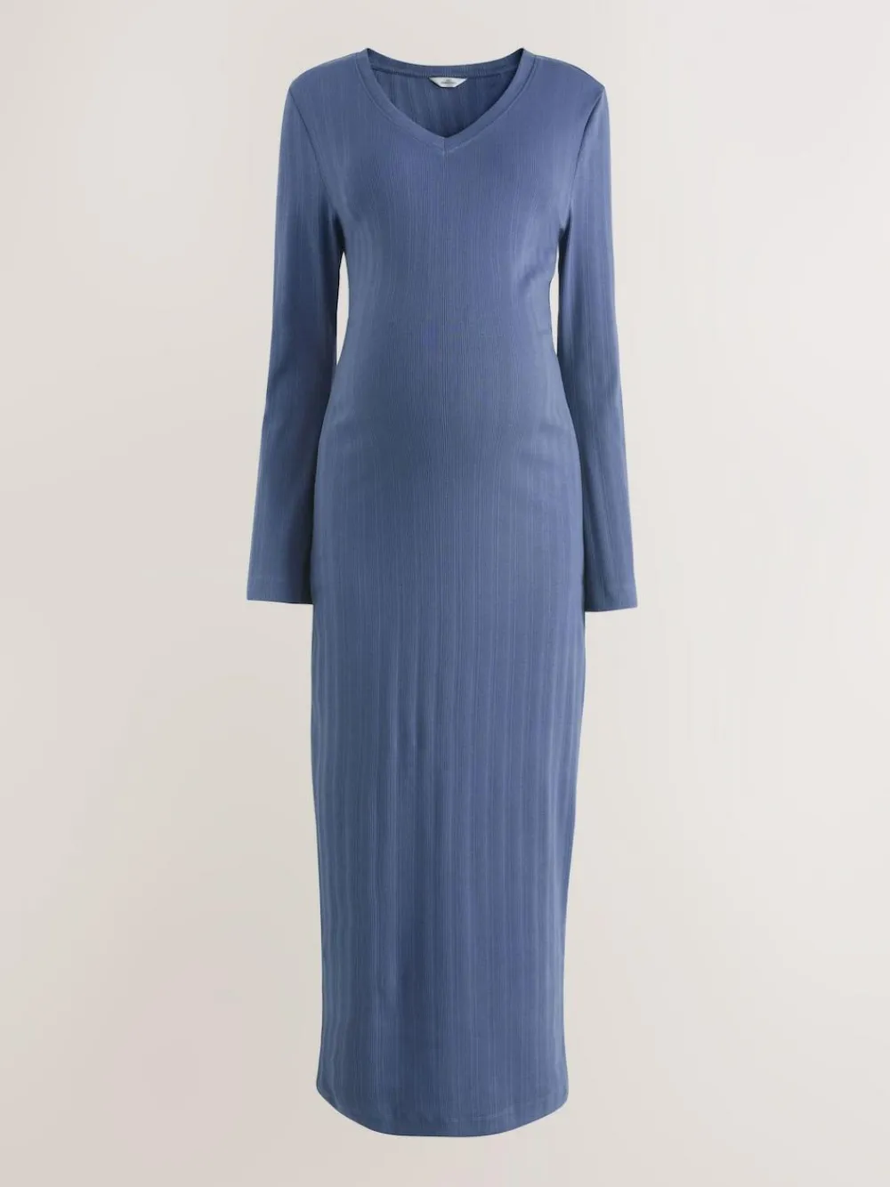 Best Next Tie Back Ribbed V-Neck Dress Light Blue