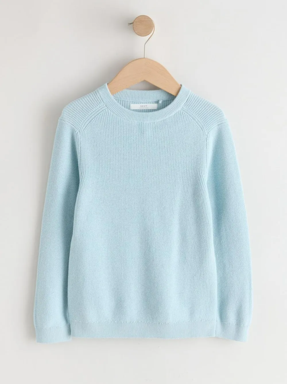 Next Light Blue Without Stag Cotton Crew Neck Knitted Jumper (3-16yrs)^BOY Knitwear & Sweaters|Knitwear