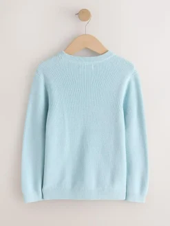 Next Light Blue Without Stag Cotton Crew Neck Knitted Jumper (3-16yrs)^BOY Knitwear & Sweaters|Knitwear