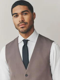 Next Regular Fit Motionflex Stretch Waistcoat Light Brown