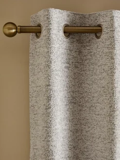 New Next Bouclé Lined Eyelet Curtains Light Grey