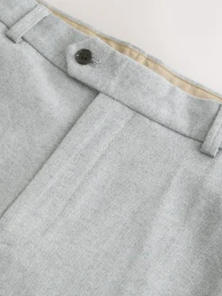 Next Regular Fit Smart Brushed Cotton Trousers Light Grey