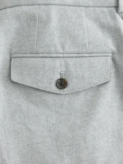 Next Regular Fit Smart Brushed Cotton Trousers Light Grey