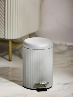 Next Light Grey Rib Soft Close 3 Litre Pedal Bin^ Bathroom Accessories