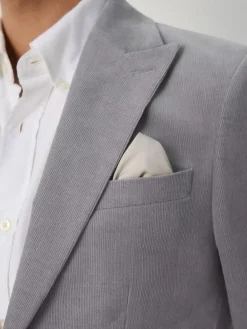 Discount Next Slim Fit Corduroy Suit Jacket Light Grey