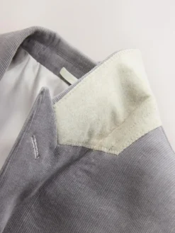 Discount Next Slim Fit Corduroy Suit Jacket Light Grey