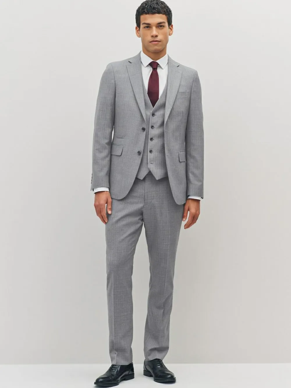 Outlet Next Slim Fit Textured Wool Blend Suit Jacket Light Grey