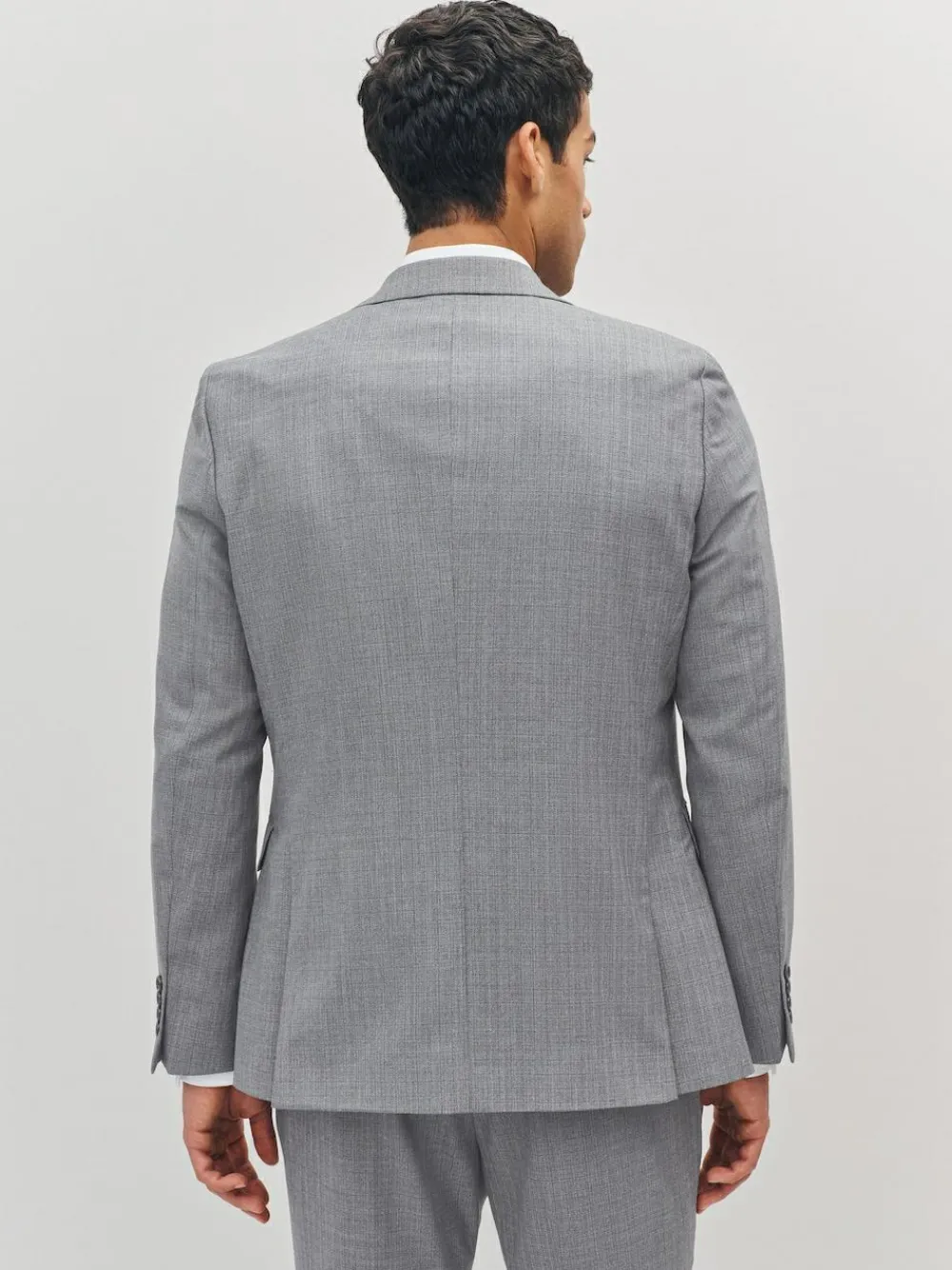 Outlet Next Slim Fit Textured Wool Blend Suit Jacket Light Grey