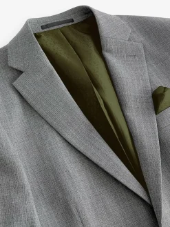 Outlet Next Slim Fit Textured Wool Blend Suit Jacket Light Grey