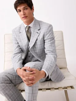 Next Light Grey Tailored Fit Check Suit Jacket^ Grey Suits