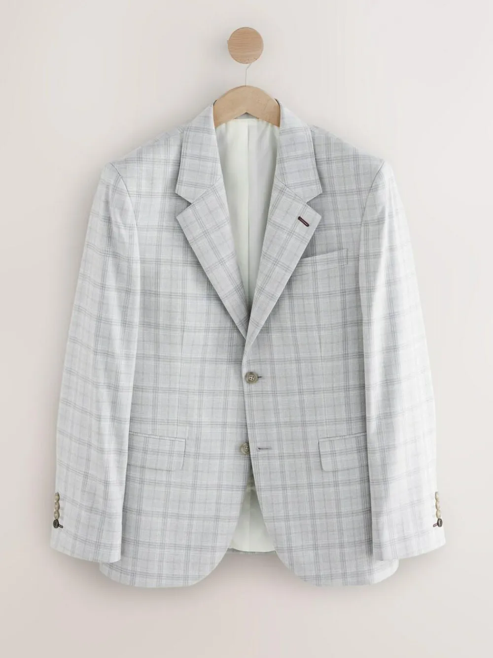 Next Light Grey Tailored Fit Check Suit Jacket^ Grey Suits