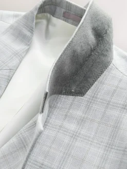 Next Light Grey Tailored Fit Check Suit Jacket^ Grey Suits
