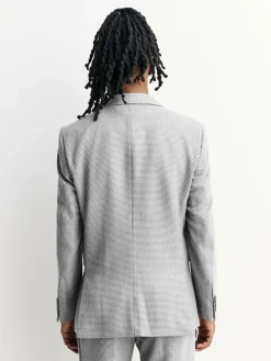 Next Light Grey Tailored Fit Wool Blend Puppytooth Suit Jacket^ Grey Suits