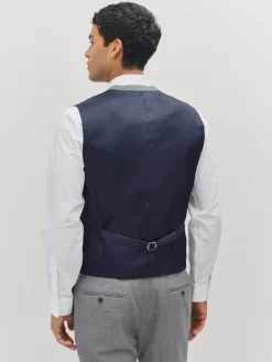 Online Next Textured Wool Blend Suit Waistcoat Light Grey