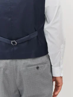 Online Next Textured Wool Blend Suit Waistcoat Light Grey