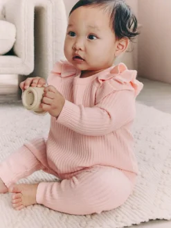 Hot Next Light Pink Baby Knitted Jumper and Leggings Set 2 Piece (0mths-3yrs)