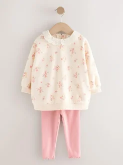 Next Light Pink Ditsy Floral Collar Sweatshirt and Leggings Set (3mths-7yrs)^ Sweatshirts & Hoodies|Sets & Co-Ords