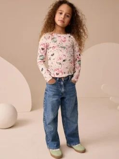 Next Light Pink Floral Long Sleeve Ribbed Top (3-16yrs)^ Nightwear|Tops