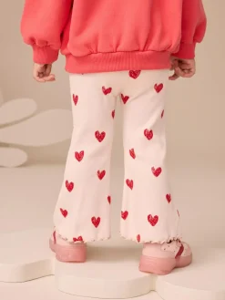 Next Light Pink Heart Rib Flare Leggings (3mths-7yrs)^ Pants & Leggings|Pants & Leggings