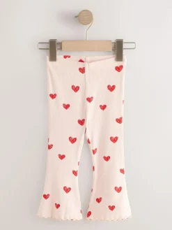 Next Light Pink Heart Rib Flare Leggings (3mths-7yrs)^ Pants & Leggings|Pants & Leggings