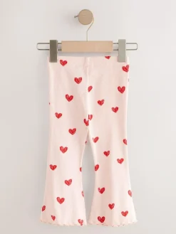 Next Light Pink Heart Rib Flare Leggings (3mths-7yrs)^ Pants & Leggings|Pants & Leggings