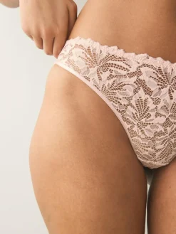 Next Light Pink High Leg Ultimate Comfort Lace Knickers 2 Pack^Women Panties