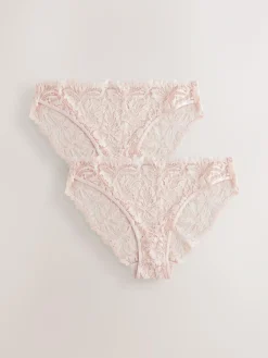 Next Light Pink High Leg Ultimate Comfort Lace Knickers 2 Pack^Women Panties