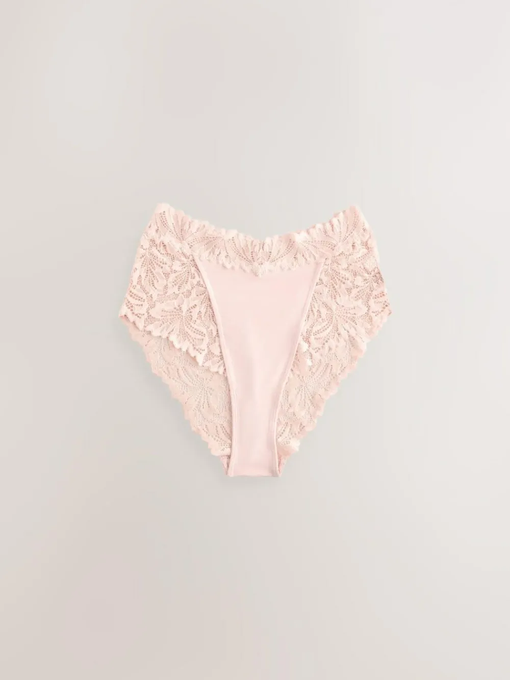 Next Light Pink High Waist High Leg Ultimate Comfort Lace Knickers 2 Pack