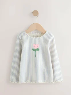 Outlet Next Light Pink Ribbed Long Sleeve Tops 5 Pack (3mths-7yrs)