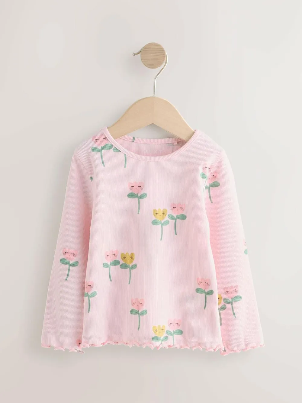 Outlet Next Light Pink Ribbed Long Sleeve Tops 5 Pack (3mths-7yrs)