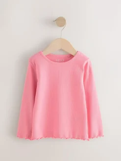 Outlet Next Light Pink Ribbed Long Sleeve Tops 5 Pack (3mths-7yrs)