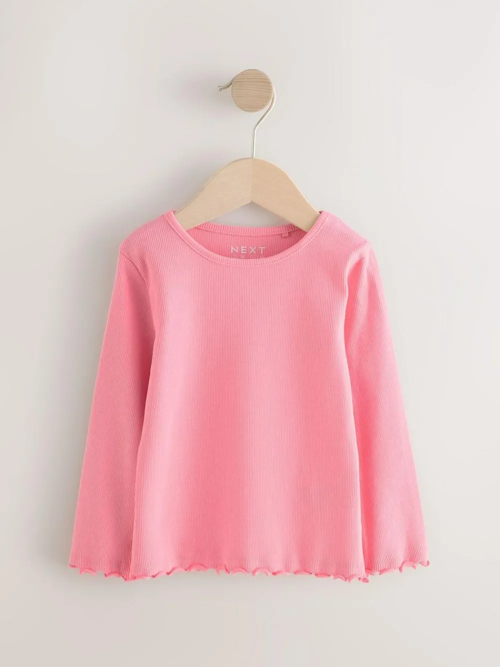 Outlet Next Light Pink Ribbed Long Sleeve Tops 5 Pack (3mths-7yrs)