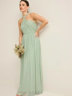 Clearance Next Light Sage Green Mesh Multiway Wedding Guest Bridesmaid Maxi Dress