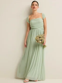 Clearance Next Light Sage Green Mesh Multiway Wedding Guest Bridesmaid Maxi Dress